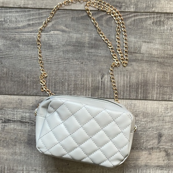 Gray Quilted Gold Chain Strap Mini Bag - Picture 11 of 13